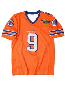 Bobby Boucher # 9 Water Boy Adam Sandler Movie Mud Dog Bourbon Bowl Soccer Jacket Sweating Breathable Short Sleeve Top Men's Style