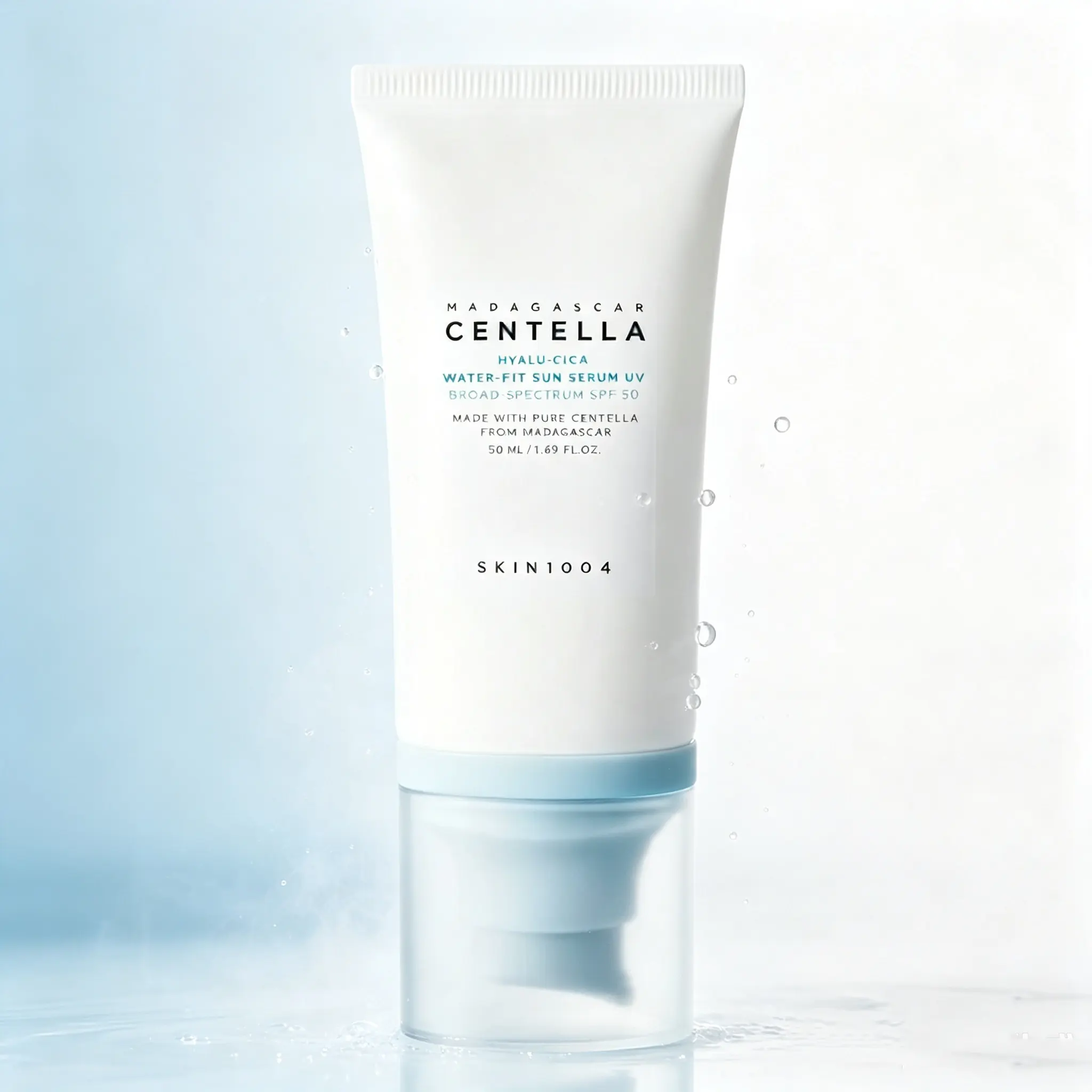 SKIN1004 Hyalu-Cica Water-Fit Sun Serum SPF50+ PA++++ 50ml – Soothing Korean Sunscreen for Sensitive, Reactive Skin | No White Cast, Lightweight & Hydrating Daily SPF with Centella Asiatica