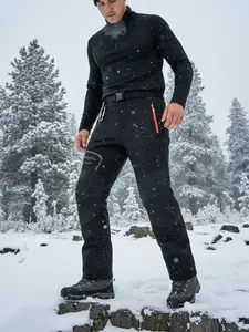 Men's Military Winter Fleece Pants, Windproof Waterproof Warm Outdoor Long Pants with Belt, Hiking Camping Climbing Skiing Soft Shell Pants, Outdoor Activities Trousers