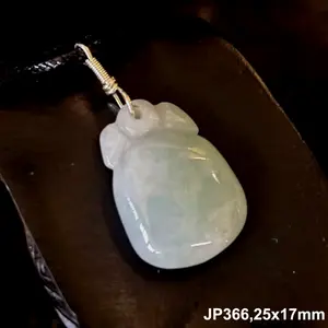 Natural Jade Jadeite Carved 'Fat Money Bag' Pendant, Free Necklace