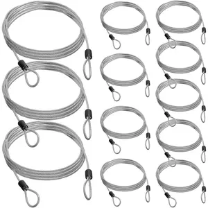 12 Pack Security Cable Luggage Lock with Loops 4ft 3mm Braided Coated Bike Cable Wire Loop Anti Theft Safety for U Lock, Padlock and Disc