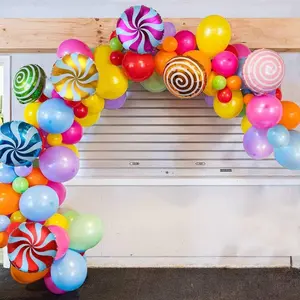 Sweet Candy Balloon Garland Arch Kit, 90 count 18inch  Foil Balloons, 5/10inch Rainbow Latex Balloons for Christmas Candyland  Birthday Party  Shower Decorations