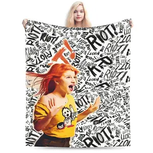 Hayley Williams Collage Series Fleece Blanket - All-Season Soft Flannel with Iconic Face & Music Graphics, Black & White Pop Art Design for Bed, Sofa, Camping, Travel - Perfect Gift for Fans, Birthdays, Christmas - Contemporary Style with Mixed  728