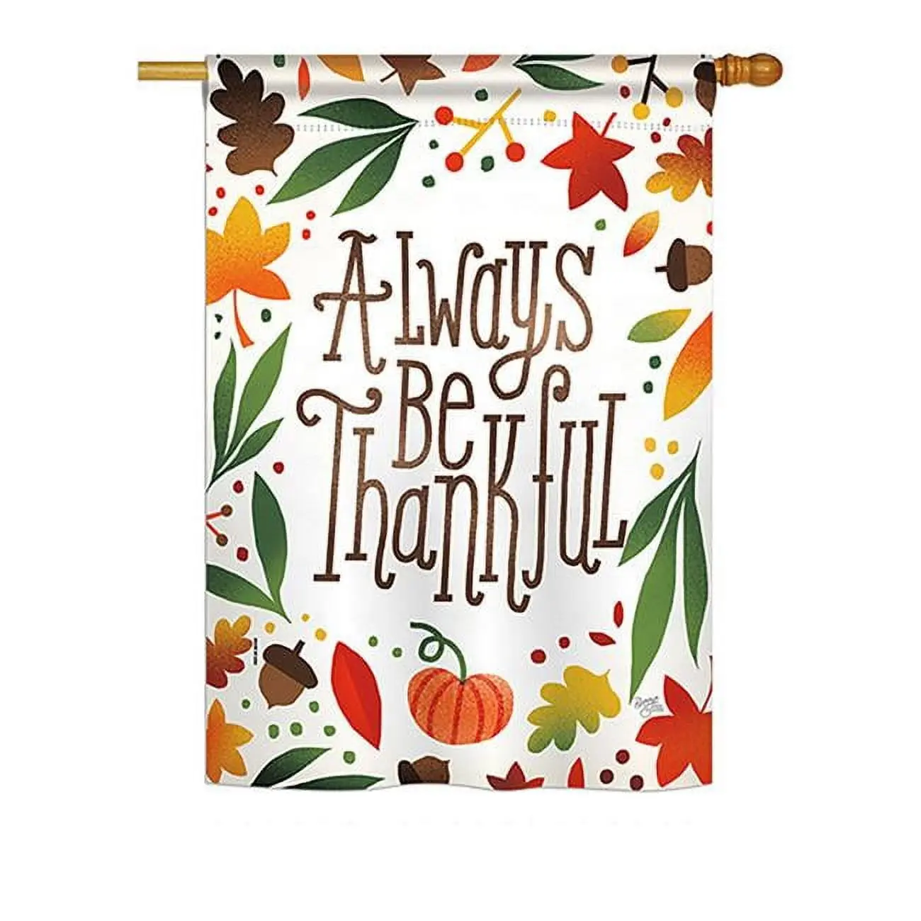 Breeze Decor BD-HA-H-113074-IP-BO-DS02-US 28 x 40 in Vertical House Flag, Double-Sided Seasonal Harvest & Autumn Impressions Decor, Reusable Indoor Holiday Decorations - Always Be Thankful Fall
