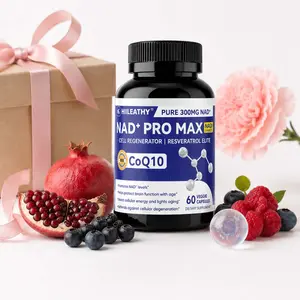 HIILEATHY NAD+ Pro Max | Timeless Daily Dietary Formula | 300mg Nutrient Blend with NAD+, CoQ10, Resveratrol & Fruit-Veggie Mix Brain Health Supplement Antioxidant Capsule