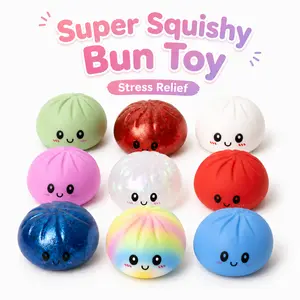 Glitter Dumpling Squishy Fidget Toys - Random Glitter Dumpling Blind Box, Kawaii Soft Dim Sum Squishy Toy, Creative Sensory Stress Relief Glutinous Rice Ball, Cute Novelty Anti-Anxiety Squeeze Toy Gift for Kids Adults, Party Favors, More Surprises
