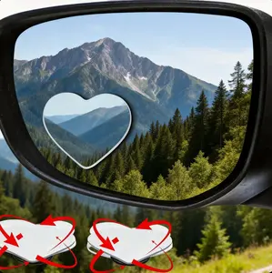 Frameless Heart-Shaped Car Blind Spot Mirror 2 Pack, 360-Degree Rotation Wide Angle Rear View Mirror, Modern Aesthetic Universal Car Side Mirror Auxiliary Safety Accessory
