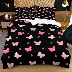Cute Bow Print Soft Durable Bedding Set, Includes 1 Duvet Cover & Pillowcases, Modern Style Bedroom Decor, Perfect for Teens & Adults, Decorative Bedding Set