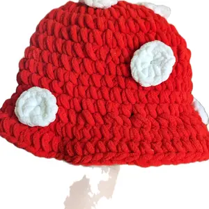 Red crochet mushroom hat