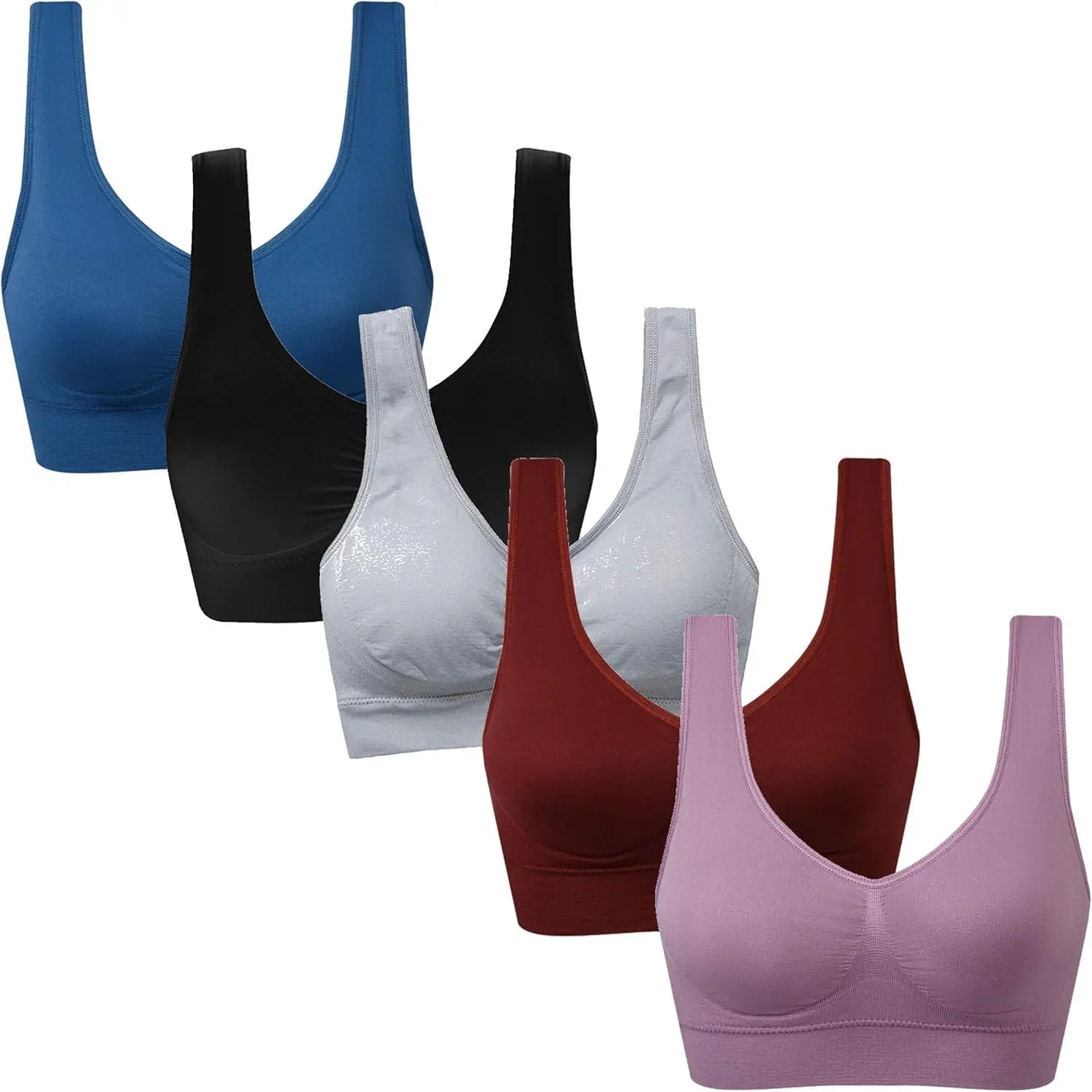 Women's 3 Pack Seamless Comfortable Sports Bra with Removable Pads Women's 3 Pack Seamless Comfortable Sports Bra with Removable Pads
