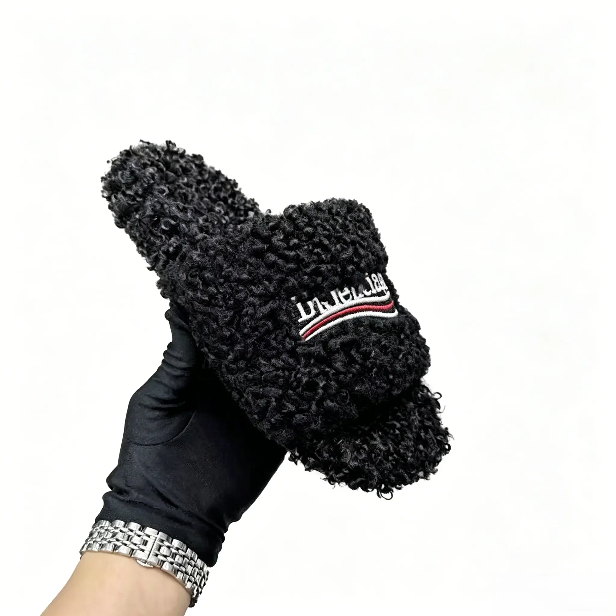 Y2K Aesthetic Fuzzy Plush Slides｜Soft Curly Fur One‑Band Slippers Non‑Slip Sole For Home & Daily Outing