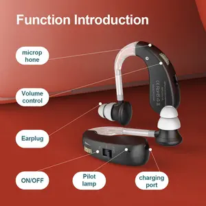 Rechargeable hearing amplifier noise-reducing ear-mounted headphones, with sound enhancement function, 80-hour standby and 20-hour playback, USB charging box, digital display, essential for gifts.