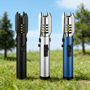 2026 A light saber-shaped butane gas lighter, camping barbecue welding supplies, red flame (excluding butane gas) fire pit Kitchen Utensils Lightweight Powerful Light Saber Wind Turbine Lighter outdoor windproof rechargeable butane lighter Decor Ornaments