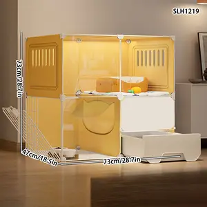 Cat Cage Cat Toilet Litter Box Integrated Cat Villa Home Indoor Space-Saving Cat Bed House Empty Cat Cage