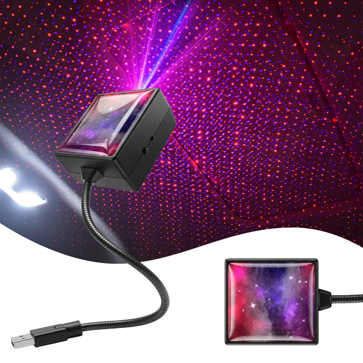 DABATR USB Star Projector Night Light Car Roof Light Adjustable Interior Car Light Portable Car LED Light  Plug and Play Auto Ceiling Interior Light Star Light for Cars Bedroom Roof Party Home Decor