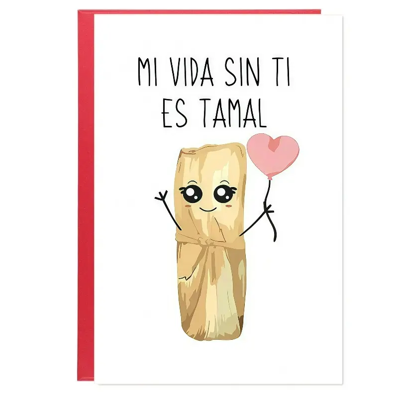 1PC Cute Humorous Spanish Puns Greeting Card, Funny Bilingual Couple Card, Latin Food Lover Anniversary or Valentine's Day Note, Bilingual Cards