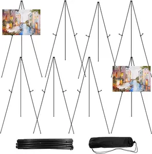 Easel Stand 65 Inches 8 Pcs, Lightweight Adjustable Art Easel for Display, Wedding Sign, Poster, Black Metal Easel with Portable Bags