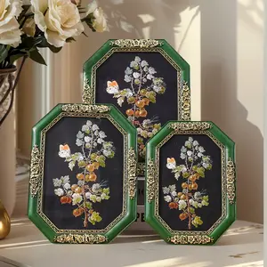 Elegant European Vintage Octagonal Frame Design Photo Display Case, Resin Material Picture Holder for Home Decor & Photography Props, Geometric Frame