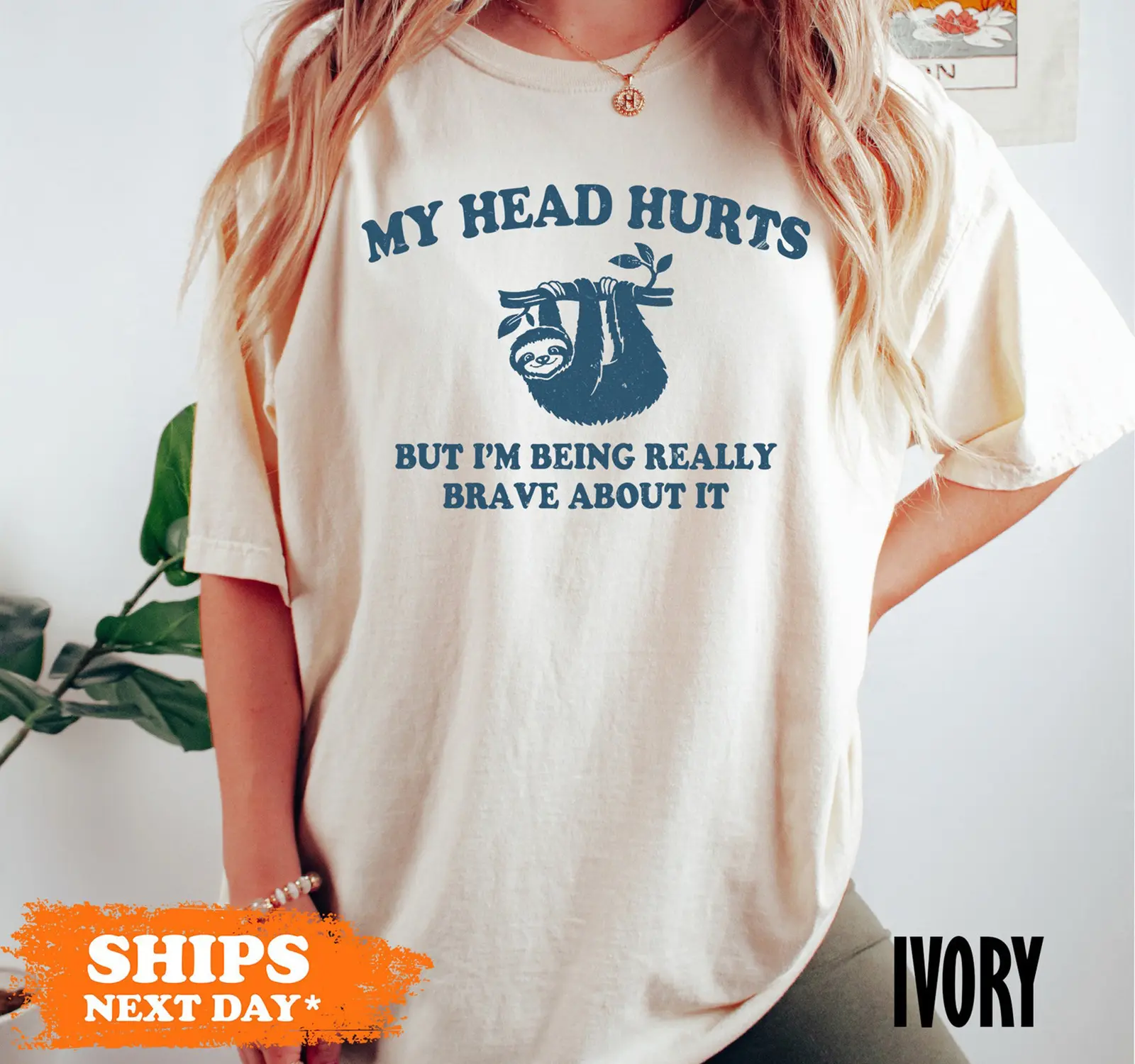 my head hurts but i'm being really brave about it shirt, headache colors tee, retro shirt, sloth tee, chronic migraine shirt