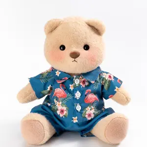 Getahug Tropical Flamingo Shirt Bear | Handmade Jointed Teddy Bear Stuffed Animal Gift