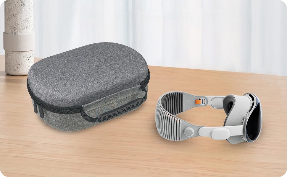 Carrying Case for Apple Vision Pro,Shockproof Anti-Scratch Portable Storage Bag with Rubber Strap Travel Hard Carry Cover Case for Vision Pro Virtual VR Headset Accessories