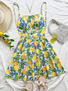 Lemon Print Mini Dress - Cute Summer Vacation Outfit