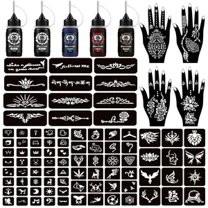 Easter Gift-Temporary Tattoo Kit – 5 Inks & 102 Stencils, Mandala & DIY Art Painting for Women, Men & Kids, Semi-Permanent Party Gift