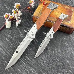 Slide Pocket Folding Portable Multi Tool - Durable Steel Well-Designed Blades, Wooden Handle, Survival Gear for Outdoor Camping, Daily Carry