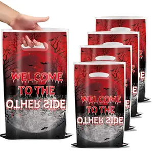 10-Pack Reversible Forest Gift Bags, Party Favor Storage Pouches, Perfect for New Year, Easter, Thanksgiving, Halloween Gifts