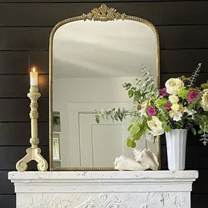Gleaming Primrose Mirror French Gold Ornate Filigree Wall Decor for Farmhouse Vintage Style Home Decoration