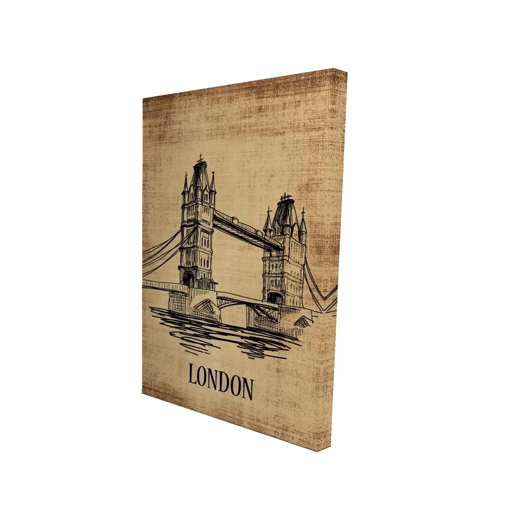 212 MAIN High-Def Tower Bridge Artistic Illustrative Typography Wall Art Print (24x36 in) - Home Decor Products, Decoration, Ideal Gift (2080-3624-CI150)