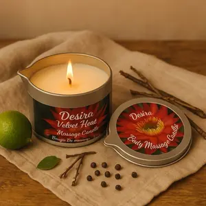 Desira Velvet Heat Massage Candle - Luxurious Body Care with Natural Ingredients for Relaxation and Wellness