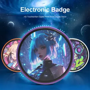 Electronic badge Digital LED Display Badge & Digital Pin with Touch Screen, Customizable Anime Style Wearable, Dynamic Smart Button for FIFA World Cup Footbal party, Easter, Cosplay and Fandoms