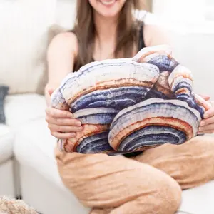 Small Realistic Turkey Tail Mushroom Pillow, Velvety Soft Mushroom Throw Pillow as Cottage Core Decor, Aesthetic Room Decor