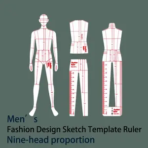 4pcs Fashion Design Drafting Rulers Set, Durable Plastic Material, Ideal for A4 Paper Drawing, Nine-Head Proportional Body Template