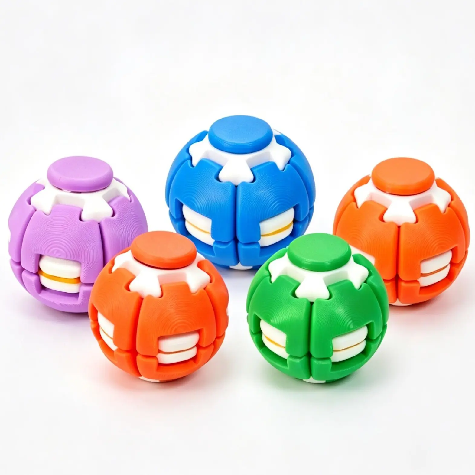 3D Printed Fidget Ball Toy, Smooth-Spin Handheld Gyro Stress Relief Gadget, Quiet Sensory Spinner for Focus & Relaxation, Portable Anti-Anxiety Desk Toy for Kids, Teens & Adults