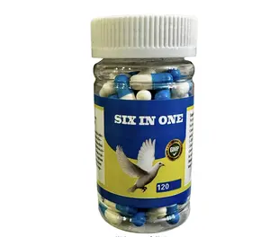 6 in 1 Capsules for Pigeons, Canary, Finches, Parakeet, Cockatiels, Parrots, Cage Small Birds, & Aviary Birds 120 Capsules