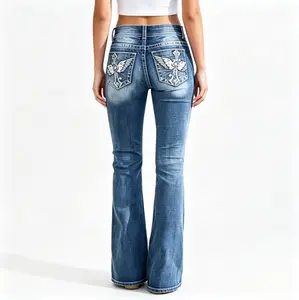 Women's Slim Bootcut Indigo Jeans, Womenswear Bottom