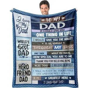 Father's Day Gift ,Grandpa Gifts,Dad Blanket, Father's Day & Birthday Gift from Son Daughter, To My Dad Hero Soft Throw Blanket 50x60 Inch, moon viewing blanket Warm Plush Blanket for Sofa Bed Home Decor