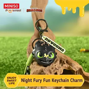 MINISO How to Train Your Dragon Toothless Fun Keychain Pendant – Cute Night Fury Dragon Head Bag Charm, Collectible Cartoon Key Ring Accessory, Backpack Ornament Gift for Dragon Fans and Collectors