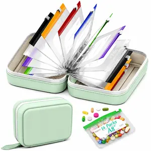 A8 Waterproof Pill Organizer Set, Twice-Daily Large Pill Organizer for Seven Days, Pill Storage with 14 Color-Coded Pouches, Reusable Travel Medicine Organizer