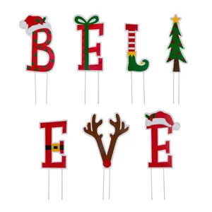 Glitzhome 7 Letter Christmas BELIEVE Yard Stakes