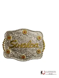 GOLD AND SILVER SINALOA SQUARE BUCKLE