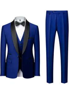 Men Spring High Quality Business Banquet socializing Suits Men's Solid Color Groom's Wedding Dress Man Slim Fit Luxury Tuxedo Male Blazers Jackets+Vest+Trousers Professional attire suit