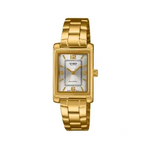 LTP1234PGC-7A Women's Gold Dress Watch, Elegant Rectangular Case, Silver Sunburst Dial, Gold-Tone Three-Link Band, Scratch Resistant, Water Resistant, Classic Analog