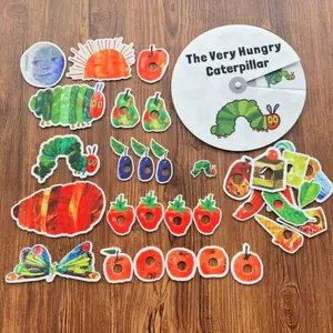 Very Hungry Caterpillar Felt Board Early Education Material, Interactive Game Props, Tabletop Games, Food Fruit Cognitive Learning Toy Set for Kids