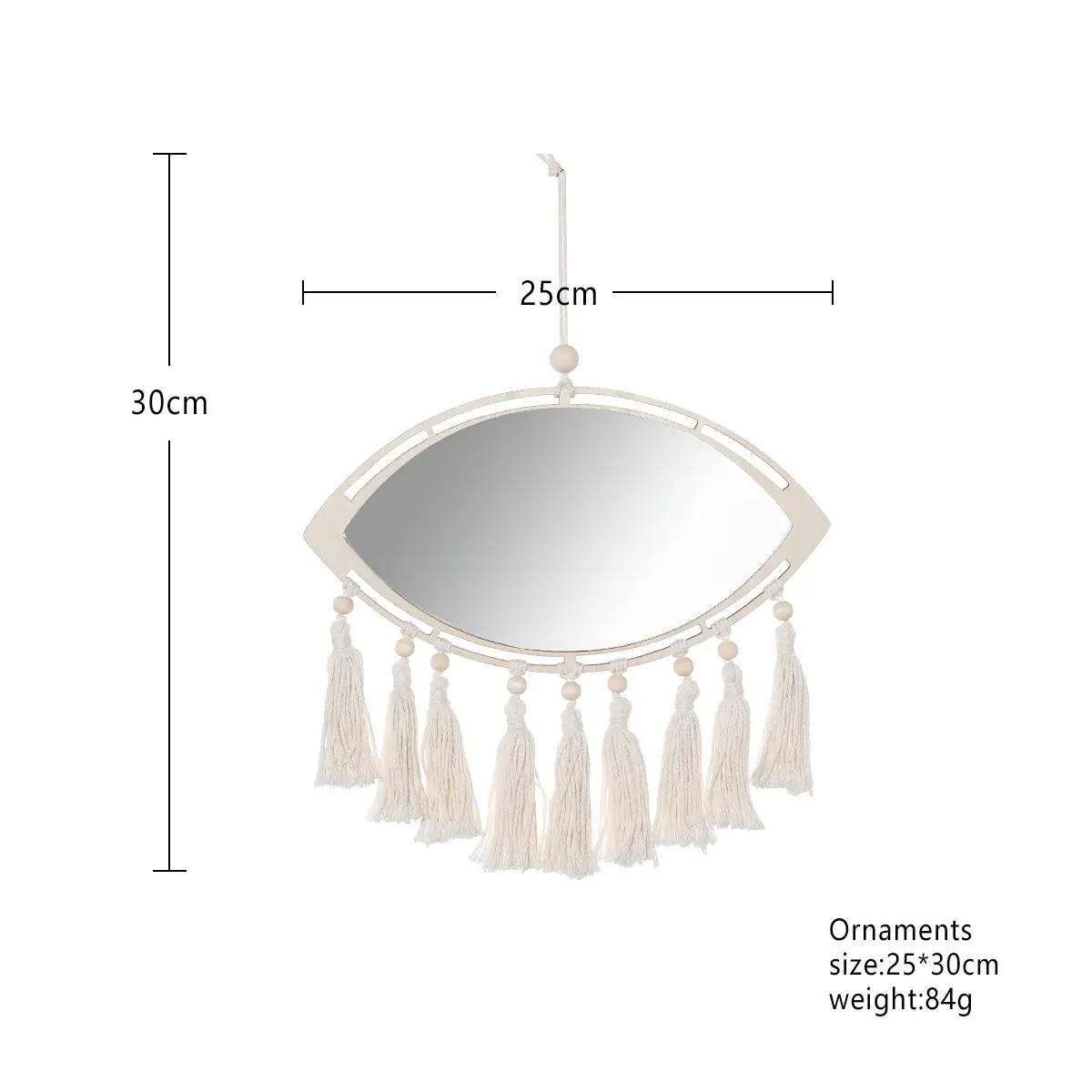 Macrame Mirror Eye Decorative Mirrors Wooden Home Wall Decor Evil Eye Makeup Mirror Bedroom Living Room Tassel Decoration Elegant Hanging