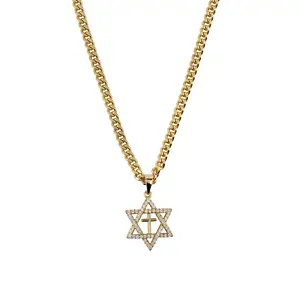 Star of Faith Cross Necklace - 14K Gold-Plated