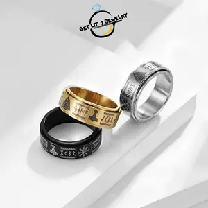 New High-End Viking Rune Rotatable Ring | Viking Culture | Hip-Hop Style | Retro Style | Relieves Anxiety and Stress | Fashion Accessory | Trendy Accessory | Party Jewelry | Daily Decoration | Gifting Selection |