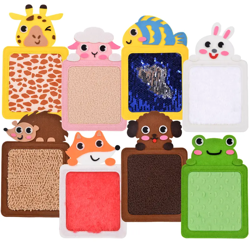 8pcs Animals Texture Plush Color Recognition Touch Sensory Mats for Kids, Calm Corner Toys Educational Animals Sensory Pads Fidget Toys, Sensory Tiles Wall Panel Disorder Toys for Tactile Play, Playful Learning Gift, Classroom Activity Play Mat
